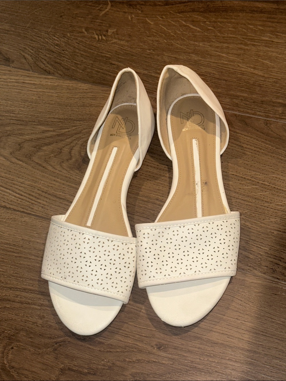 new directions White Laser-Cut D'Orsay Sandals